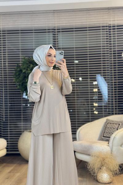 22587 Sandy Pilise Takım Bej