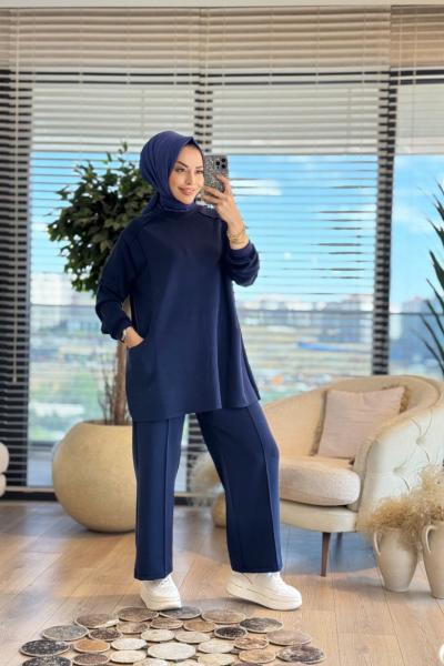 22629 Osyho Ön Cep Ve Dikiş Detaylı Takım Lacivert