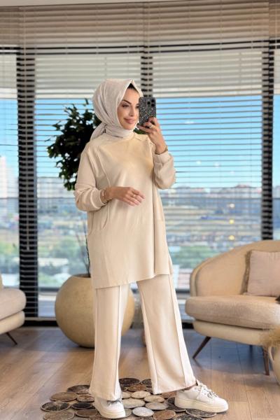 22629 Osyho Ön Cep Ve Dikiş Detaylı Takım Bej