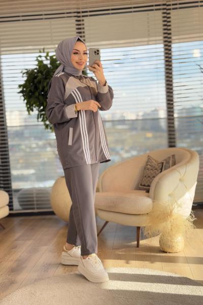 22636 Omuz Ve Ön Şerit Detaylı Takım Antrasit