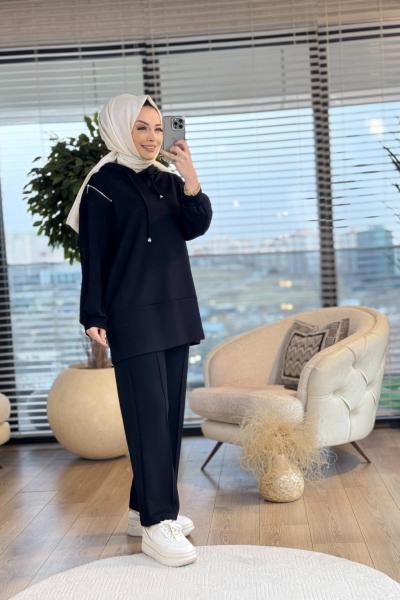 22649 Omzu Fermuarlı Takım Siyah