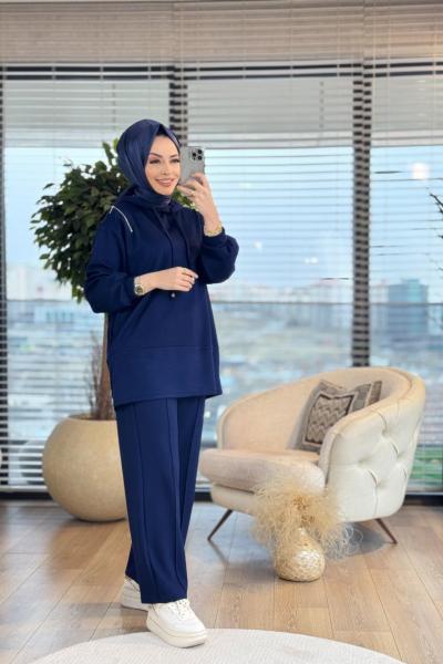 22649 Omzu Fermuarlı Takım Lacivert