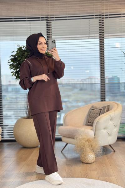 22649 Omzu Fermuarlı Takım Kahve