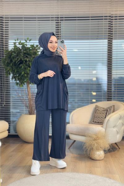 22652 Ön Dikiş Ve Cep Detaylı Takım Siyah