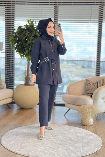 22668 Ön Parça Ve Toka Detaylı Takım Siyah