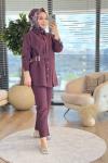 22668 Ön Parça Ve Toka Detaylı Takım Bordo