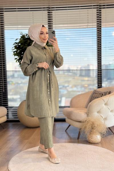 22669 Batik Desen Gofre Takım Haki