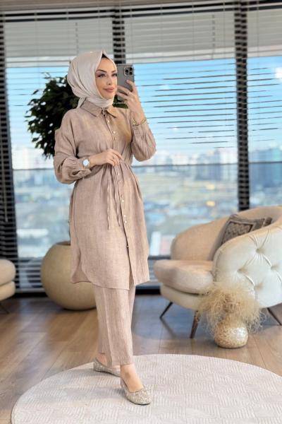 22669 Batik Desen Gofre Takım Bej