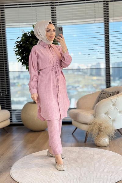 22669 Batik Desen Gofre Takım Pembe