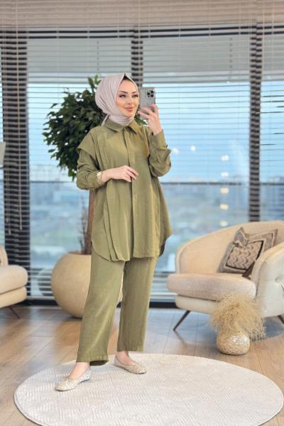 22675 Ön Pile Detaylı Takım Haki