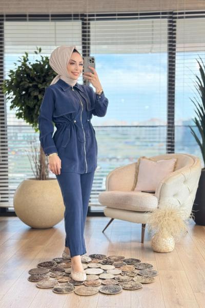 22700 Roba Parça Detaylı Fermuarlı Takım Lacivert