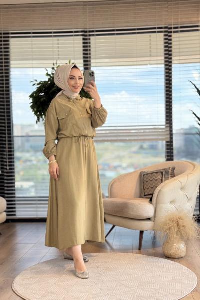 22706 Ön 2 Cepli Fermuarlı Etekli Takım Haki