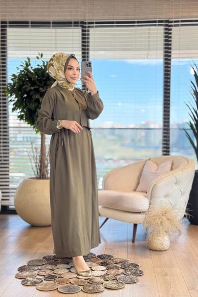 22711 Elbise Üstü Yelekli 2li Takım Haki