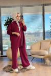 22741 Osyho Cep Dikiş Detaylı Fermuarlı Takım Bordo