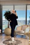 22745 Kolu Etiket Detaylı Takım Siyah