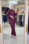 22748 Etek Ucu Metal Pat Fermuarlı Bordo