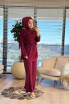 22768 Sol Omuzu Tokalı Takım Bordo