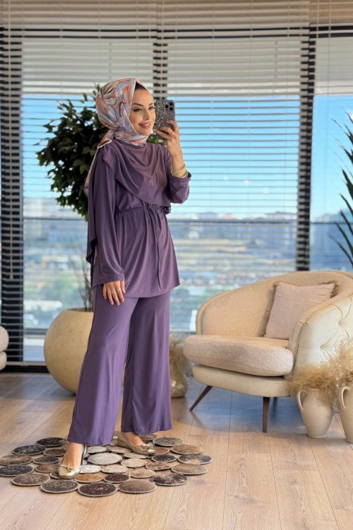 22768 Sol Omuzu Tokalı Takım Mor