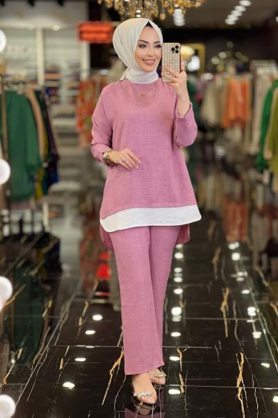 2278 Keten Etek Ucu Parçalı Takım Gül