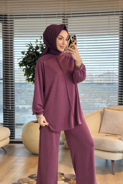 22831-5 Ön Boyuna Dikişli Takım Mürdüm