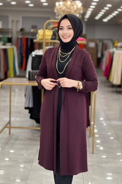 22KT615 Yırtmaçları İncili 2li Takım Bordo