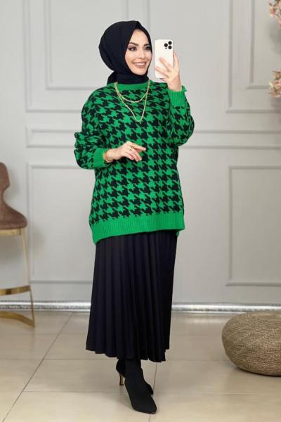 23015 Kazayağı Desen Triko Tunik Benetton