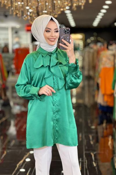 23062 Saten Yakası Fırfırlı Tunik Benetton