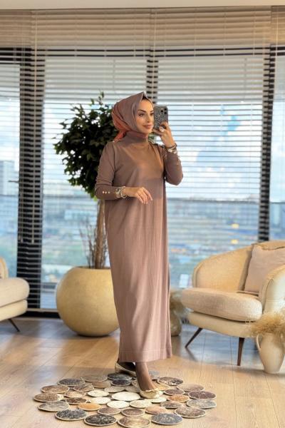 232 Omuzu Apoletli Triko Elbise Vizon