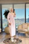 2400 Kolu Etiket Detaylı Elbise Pembe