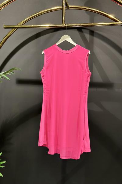 24003 Ön Şifon Parçalı Kolsuz İçlik Fuşya