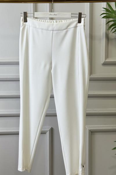 24016 Paçası Fermuarlı Pantolon Ekru
