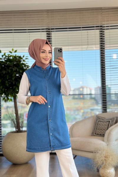2420 Duygu Kot Yelek Mavi
