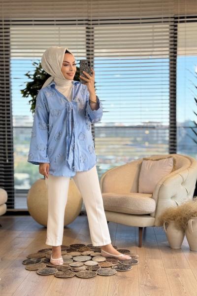 24326 Saçaklı Kap Mavi