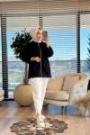 24337 Fermuarlı Önü Kordonlu Hırka Siyah