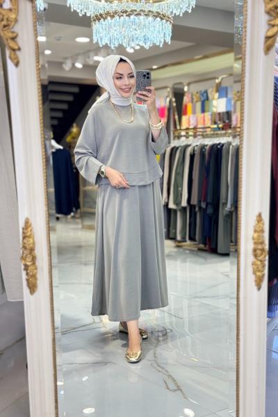 24343 Etek Ucu Parçalı Yarasa Kol Takım Haki