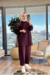24364 Omuzları Boncuk işli Tunik Bordo