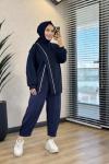 24455 Önü Verev Dikiş Ve Biyeli Sweat Lacivert
