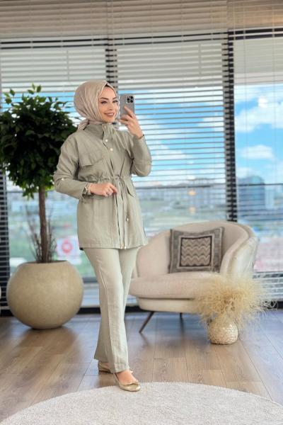 2460 Düğme Ve Cep Detaylı Takım Çağla