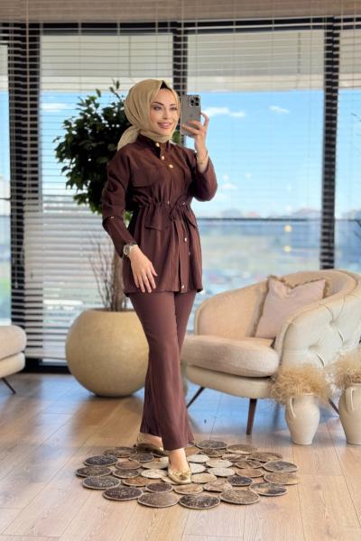 2460 Düğme Ve Cep Detaylı Takım Koyu Kahve