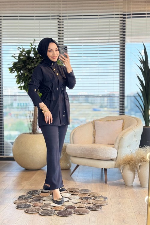 2460 Düğme Ve Cep Detaylı Takım Siyah