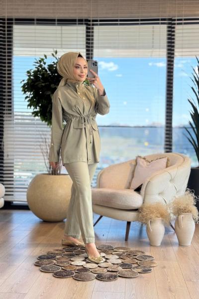 2460 Düğme Ve Cep Detaylı Takım Çağla