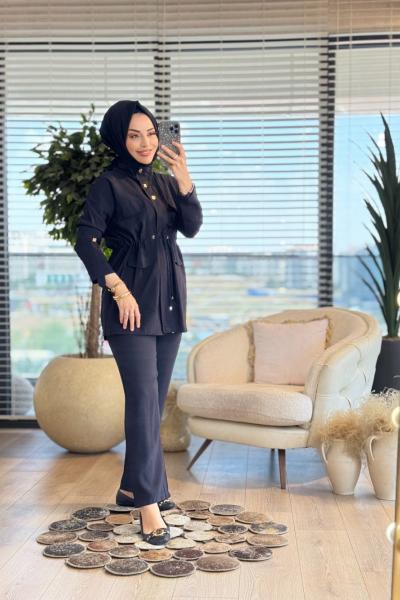 2460 Düğme Ve Cep Detaylı Takım Siyah