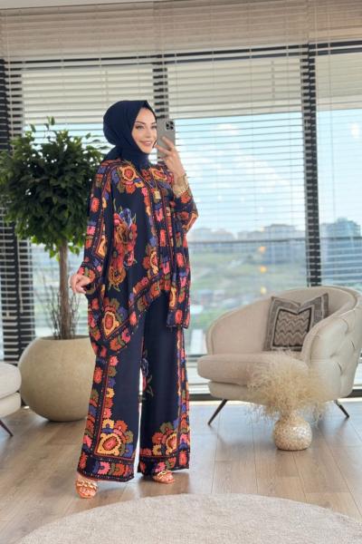 24TK510 Otantik Desenli Takım Siyah