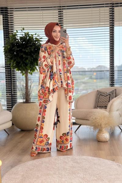 24TK510 Otantik Desenli Takım Bej