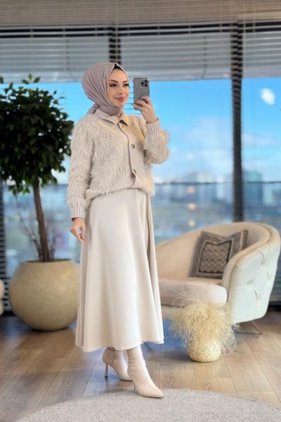 24W2022 Olis Peluş Hırka Bej