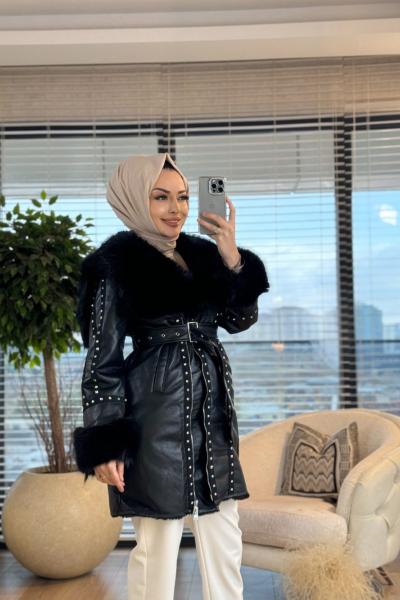 24W2059 Elle Deri Kaban Siyah