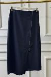 25011 Önü Fermuar Detaylı Etek Lacivert