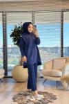 25036 Angora Omuzları Taşlı Tunik Lacivert