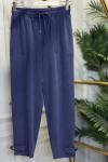 25080 Paçası Çıtçıt Manşetli Pantolon İndigo