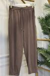 25083 Paçası Dikişli Pantolon Kahve